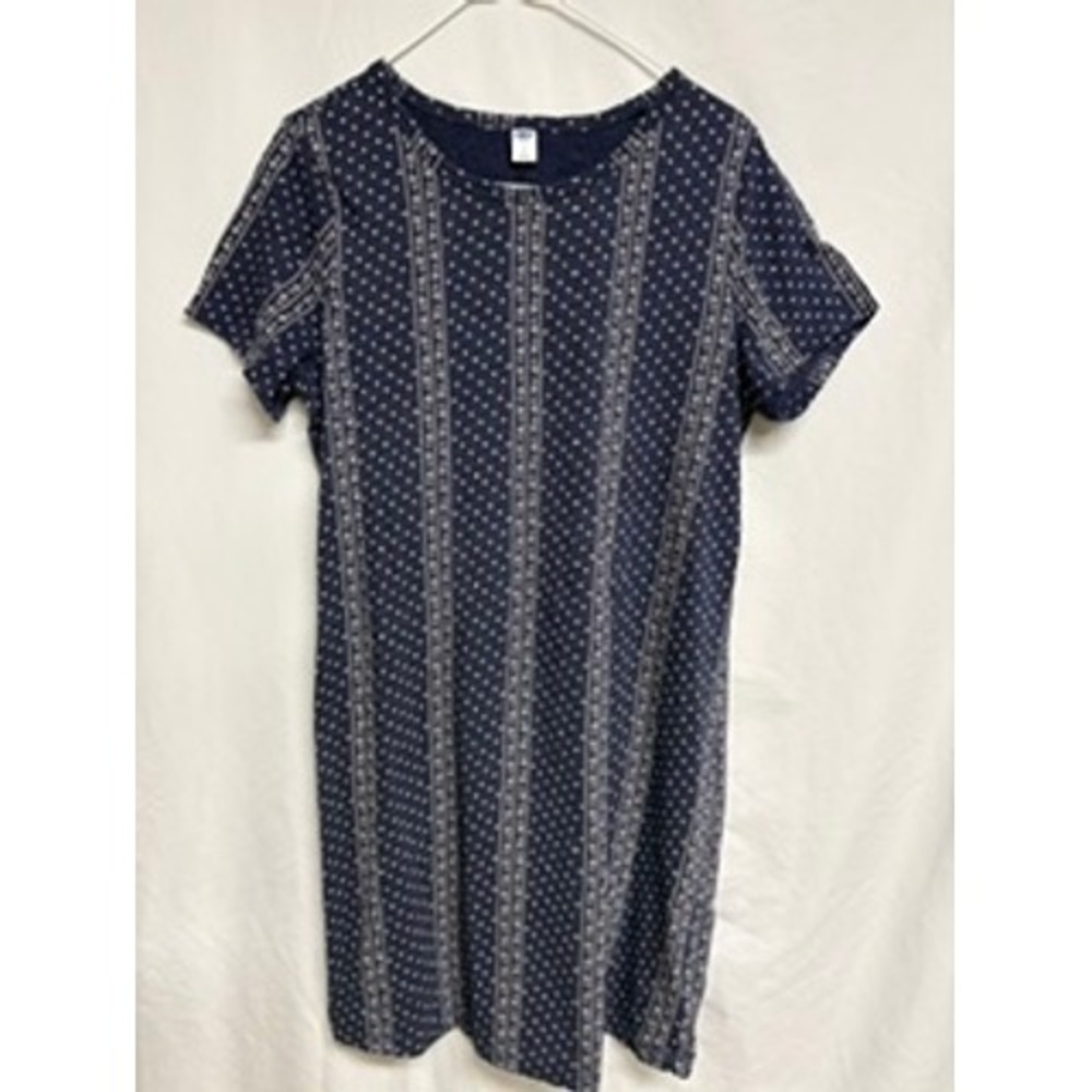 Old Navy Womens Navy Blue Floral Polka Dot Stripe T-Shirt‎ Dress Large L